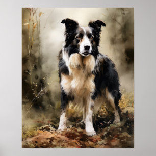 Cute Border Collie Dog Art Print Poster
