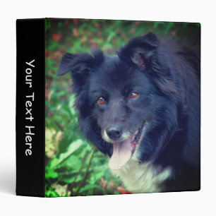 Cute Border Collie Dog Face Personalized 3 Ring Binder