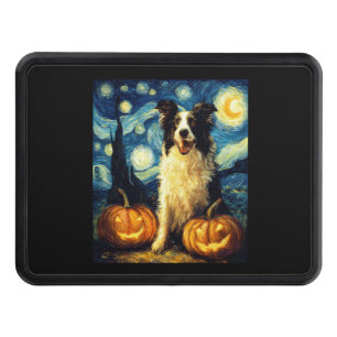 Cute Border Collie Dog Halloween Jack O Lantern Pu Hitch Cover