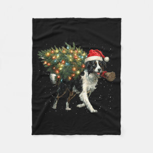Cute Border Collie Dog In A Christmas Tree For Men Fleece Blanket