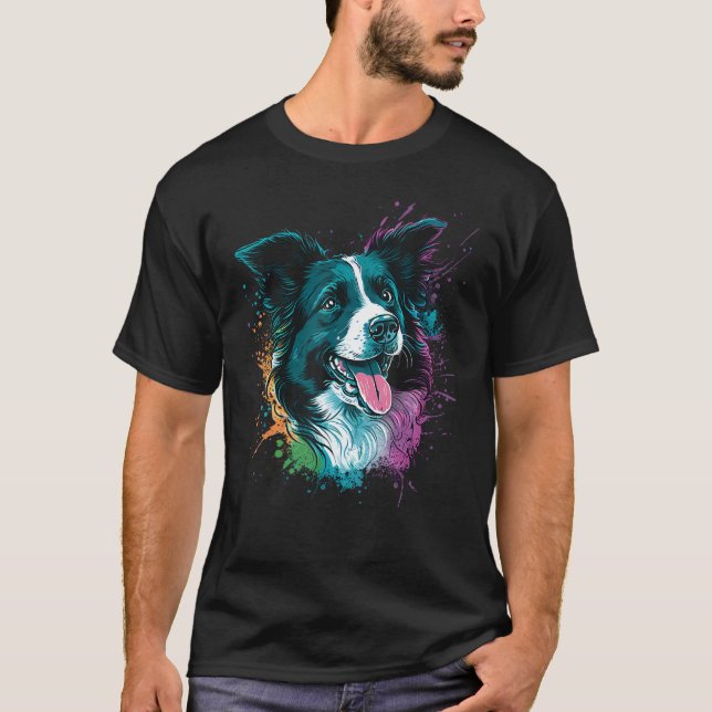 Cute Border Collie Dog on Border Collie Lover_3 T-Shirt (Front)