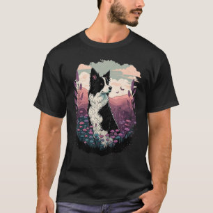 Cute Border Collie Dog on Border Collie T-Shirt