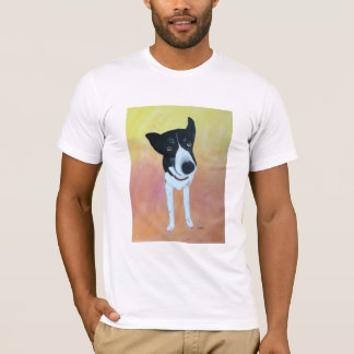 Cute Border Collie Dog Painting Blended Background T-Shirt