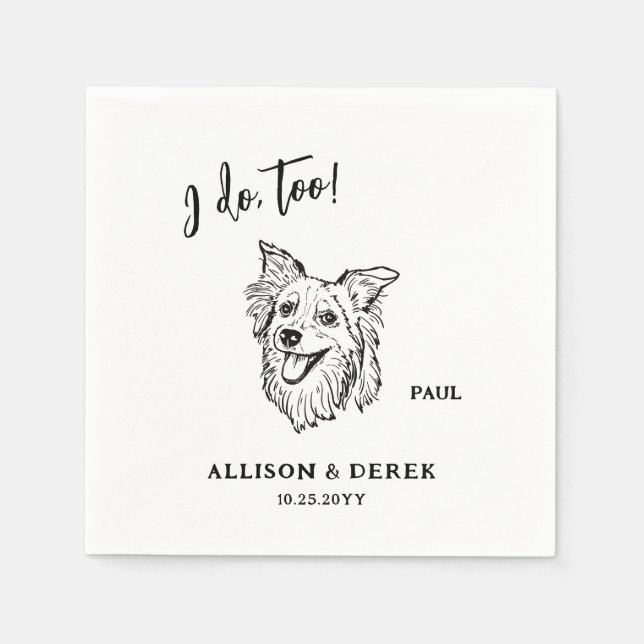Cute Border Collie Dog Wedding Napkins (Front)
