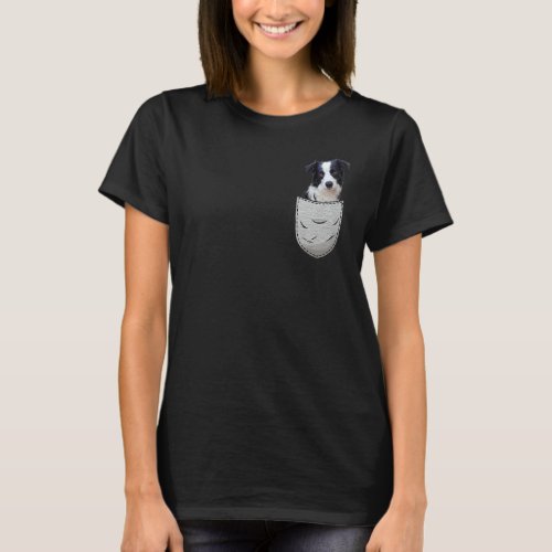 Cute Border Collie For Dog Lovers Pocket Owner T_Shirt