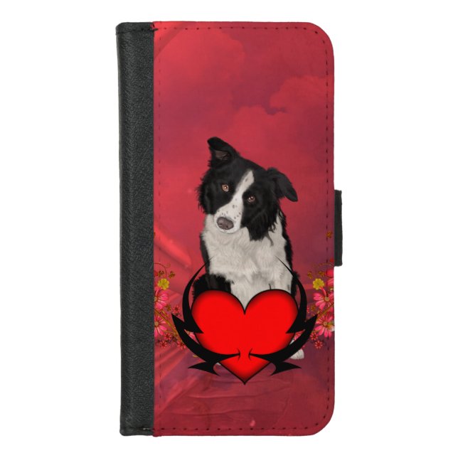 Cute border collie iPhone wallet case (Front)