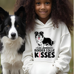 Cute Border Collie Kisses Cartoon Puppy Dog Lover  Hoodie