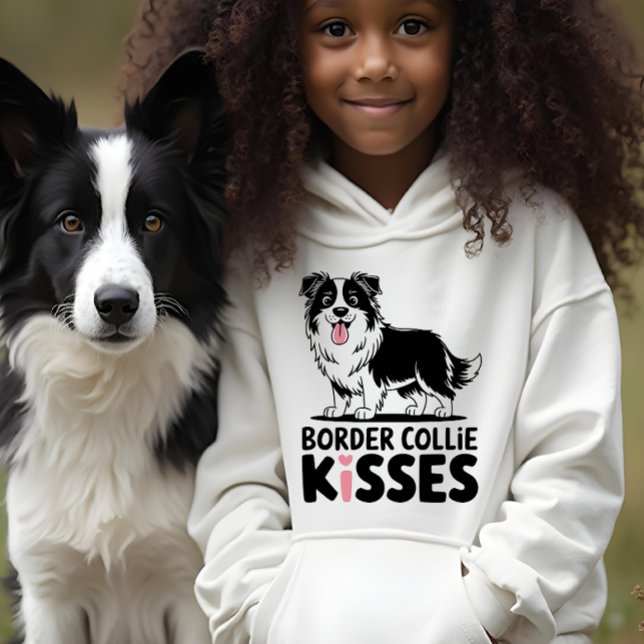 Cute Border Collie Kisses Cartoon Puppy Dog Lover  Hoodie (Creator Uploaded)
