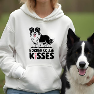 Cute Border Collie Kisses Cartoon Puppy Dog Lover Hoodie