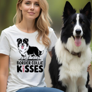 Cute Border Collie Kisses Mom Puppy Dog Lover Gift T-Shirt