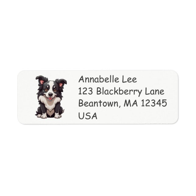 Cute Border Collie Label (Front)