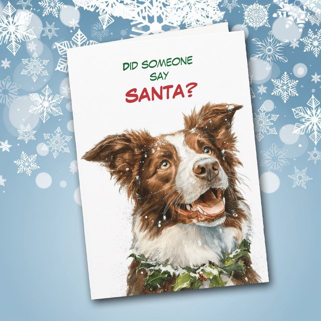 Cute Border Collie Looks for Santa Holiday Card (Creator Uploaded)