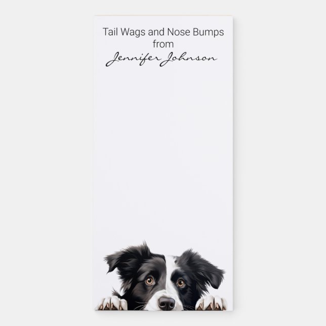 Cute Border Collie Magnetic Notepad (Front)