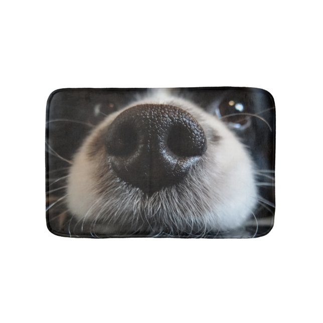 Cute Border Collie Nose Closeup Bathroom Mat (Front)