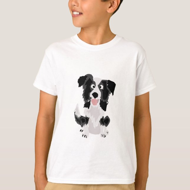 Cute Border Collie Original Art T-Shirt (Front)