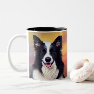 Cute Border Collie Pet Keepsake Gift Idea Two-Tone Coffee Mug