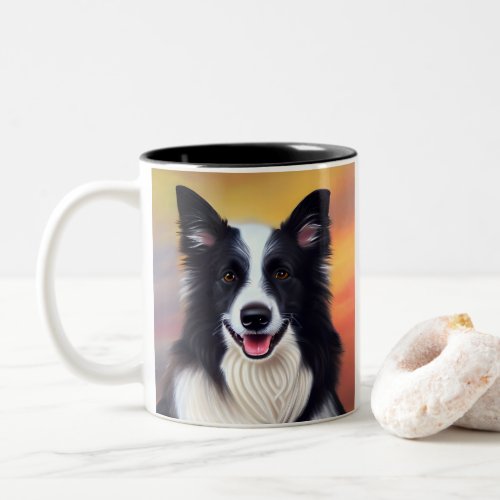 Cute Border Collie Pet Keepsake Gift Idea Two_Tone Coffee Mug
