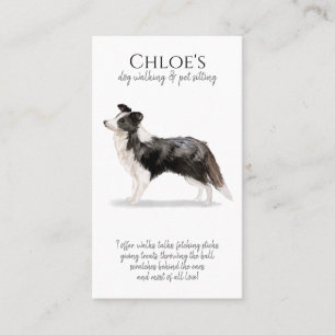 Cute Border Collie Pet Sitter Dog Walker Business Card