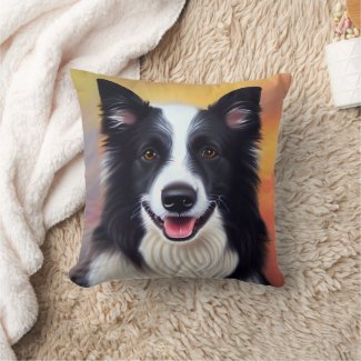 Cute Border Collie Portrait Pet Keepsake Dog Gift Throw Pillow