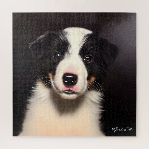 Cute Border Collie Puppy Dog Portrait Pet Keepsake Jigsaw Puzzle