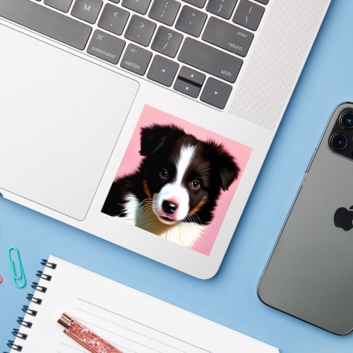 Cute Border Collie Puppy Dog Portrait Sticker