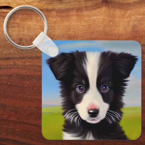 Cute Border Collie Puppy Pet Keepsake Keychain