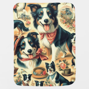 Cute Border Collie Seamless Baby Blanket