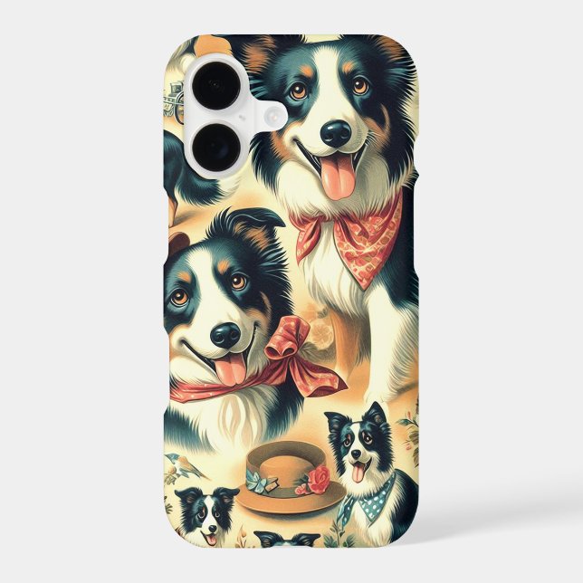 Cute Border Collie Seamless Iphone Case (Back)