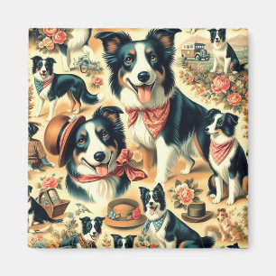 Cute Border Collie Seamless Magnet