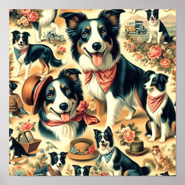 Cute Border Collie Seamless Poster (Front)