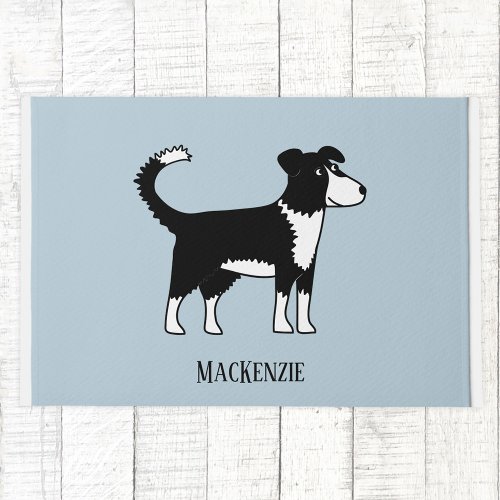 Cute Border Collie Sheepdog Blue Doormat
