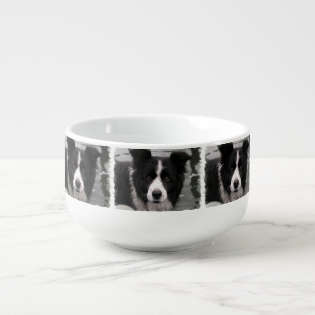 Cute Border Collie Soup Mug (Front)