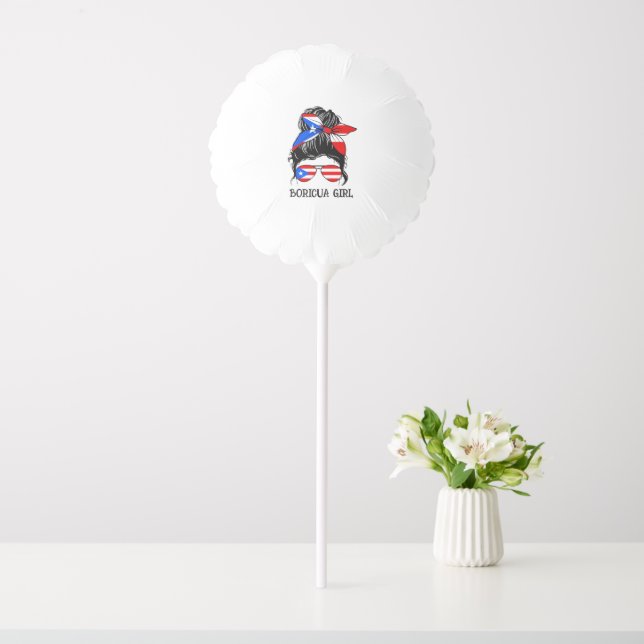 Cute Boricua Girl Puerto Rico Flag  Balloon (In SItu)