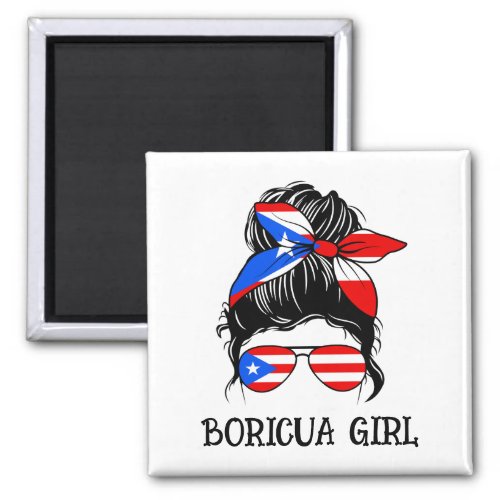 Cute Boricua Girl Puerto Rico Flag  Magnet