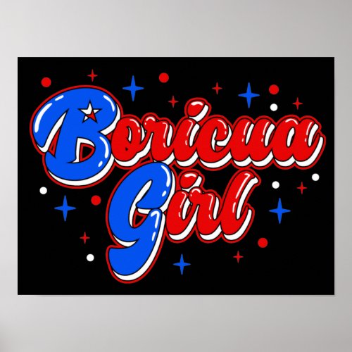 Cute Boricua Girl Puerto Rico Glitter Poster