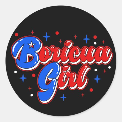 Cute Boricua Girl Puerto Rico Glitter Sticker