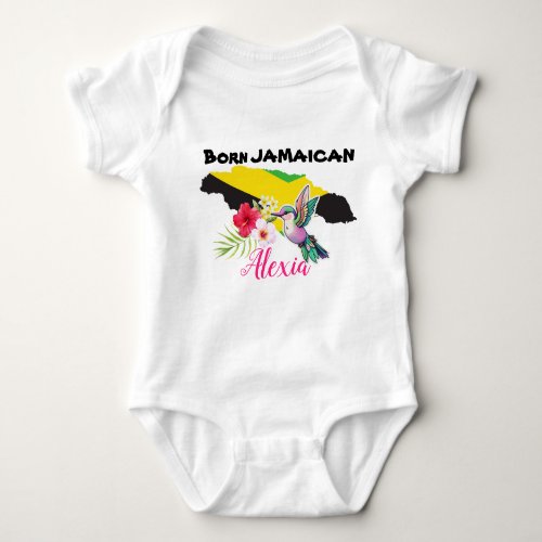 Cute Born Jamaican Personalized Name T_Shirt Baby Bodysuit