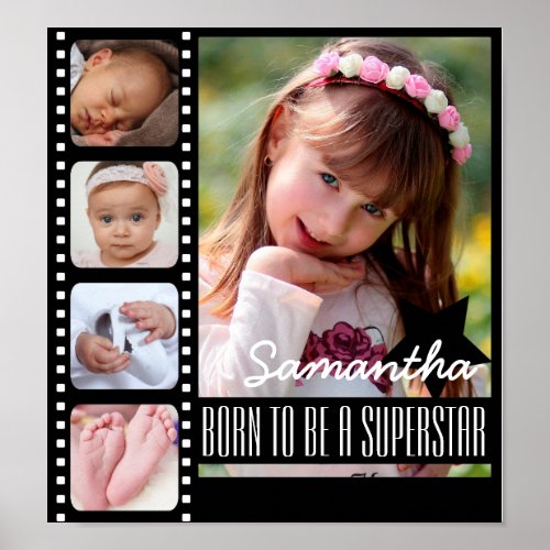 Cute Born To Be a Superstar Childrens Photo Poster