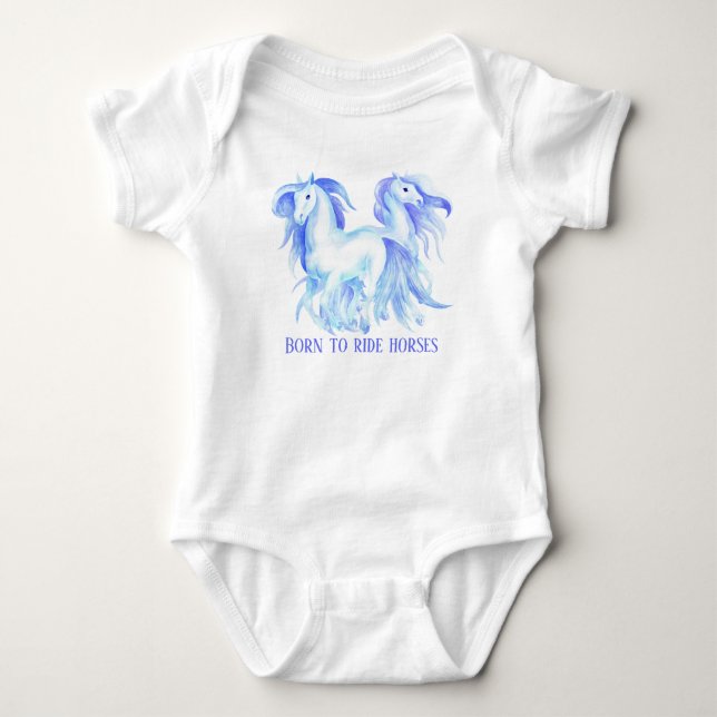cute born to ride horses baby bodysuit (Front)