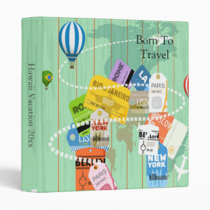 Cute Born To Travel Vacation Photo Album 3 Ring Binder