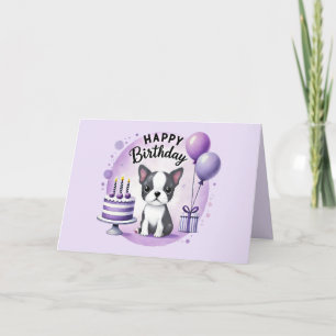 Cute Boston Terrier Birthday Card 