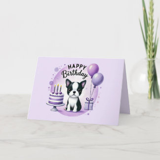 Cute Boston Terrier Birthday Card