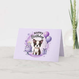 Cute Boston Terrier Birthday Card
