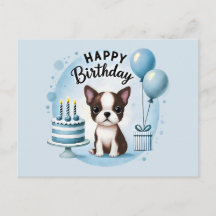 Cute Boston Terrier Birthday PostCard