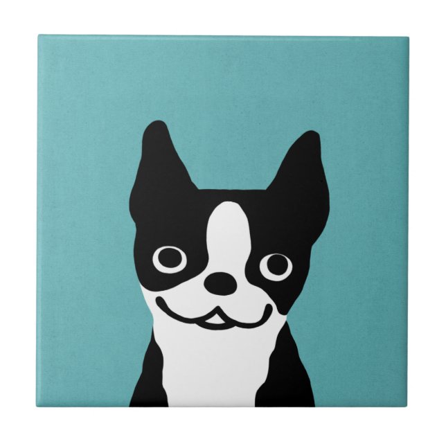 Cute Boston Terrier Ceramic Tile (Front)
