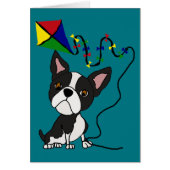 Cute Boston Terrier Dog Flying Kite (Front)