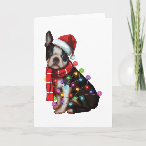 Cute Boston Terrier Dog Funny Xmas Holiday Gifts Card