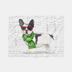 Cute Boston Terrier Dog Lover Christmas Fleece Blanket