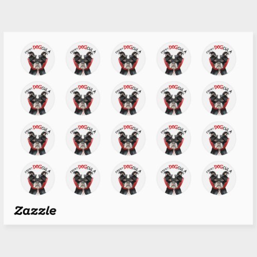 Cute Boston Terrier Dog Lovers Halloween Vampire Classic Round Sticker