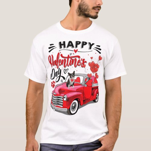 Cute Boston Terrier Dog Red Truck Happy Valentine T_Shirt